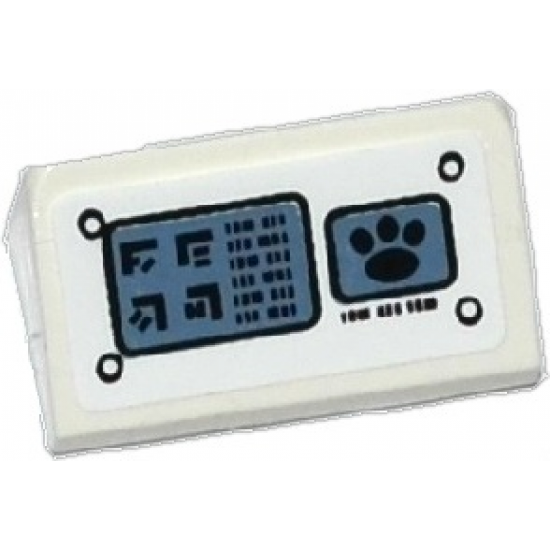 Slope 30 1 x 2 x 2/3 with Control Panel with Rivets and Alien Characters and Paw Print on Screens Pattern (Sticker) - Set 70223