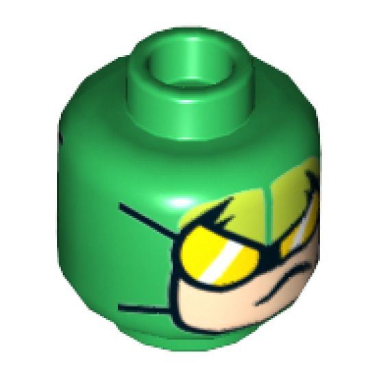 Minifigure, Head Balaclava, Yellow Goggles and Forehead Panels, Light Nougat Face Pattern (Scorpion) - Hollow Stud