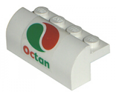 Slope, Curved 2 x 4 x 1 1/3 with Four Recessed Studs with Octan Logo Pattern (Sticker) - Set 6341