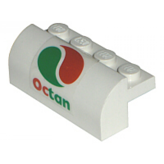 Slope, Curved 2 x 4 x 1 1/3 with Four Recessed Studs with Octan Logo Pattern (Sticker) - Set 6341