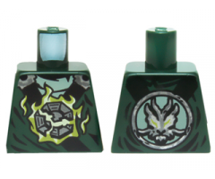 Torso Ninjago Black and Silver Straps, Broken Emblem with Yellowish Green Flames, Round Silver Emblem on Back Pattern