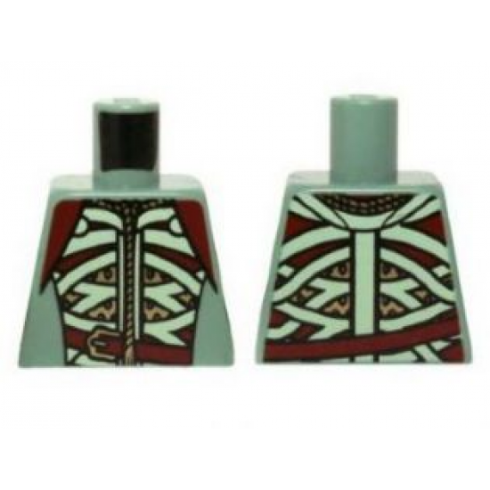 Torso LotR Armor with Light Green and Dark Red Straps and Belt Pattern