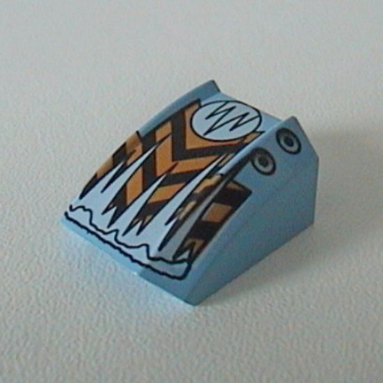 Slope, Curved 2 x 2 Lip with Orange/Black Chevrons Pattern (Frost)