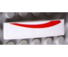 Slope, Curved 4 x 1 with Red Curved Line on White Background Pattern Model Left Side (Sticker) - Set 8158