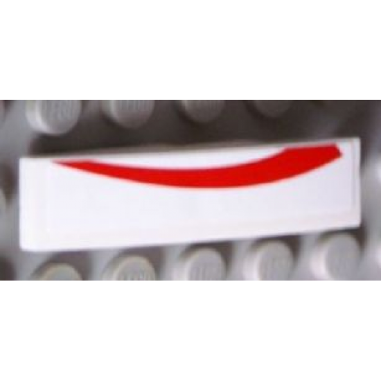 Slope, Curved 4 x 1 with Red Curved Line on White Background Pattern Model Left Side (Sticker) - Set 8158