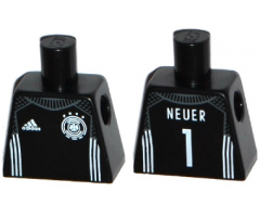 Torso Soccer Shirt with Adidas Logo, 4 Stars and Eagle Front, White Stripes, 'NEUER 1' White Pattern