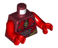 Torso Armor with Red Panels, Gold Belt and Lightning Logo Pattern / Red Arms / Red Hands