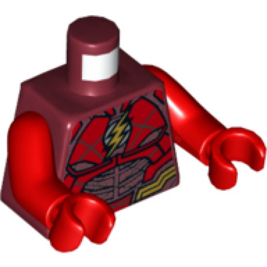 Torso Armor with Red Panels, Gold Belt and Lightning Logo Pattern / Red Arms / Red Hands