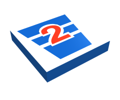 Tile 2 x 2 with Red Number 2 on White Stripes Pattern