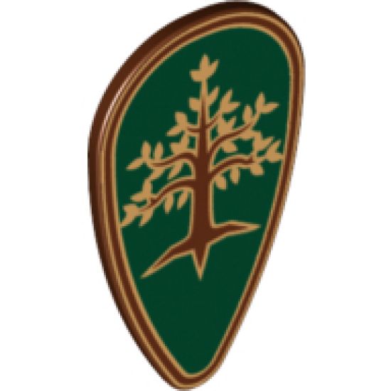 Minifigure, Shield Ovoid with Tree with Gold Leaves Pattern