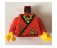Torso Castle Ninja Wrap, Brown Dagger, Gold Star, Gold Scale Mail Pattern / Red Arms / Yellow Hands