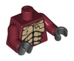 Torso Alien with Muscles Outline and Gold Skull Pattern / Dark Red Arms / Black Hands