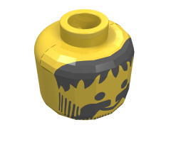 Minifigure, Head Beard Vertical Lines with Messy Hair, Moustache Black Pattern - Blocked Open Stud