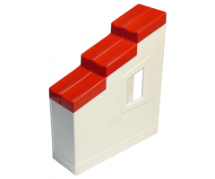 Duplo, Building Wall 2 x 6 x 6 with Window Left and Red Roof Slope 33 2 x 6 Shingled Stepped