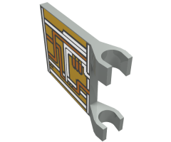 Flag 2 x 2 Square with Orange and Silver Circuitry Pattern