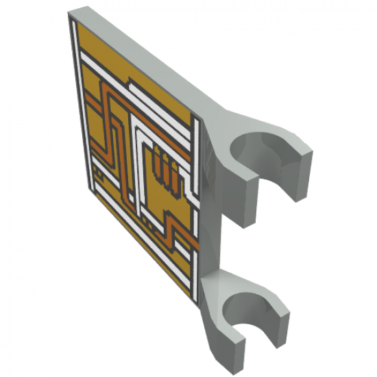 Flag 2 x 2 Square with Orange and Silver Circuitry Pattern