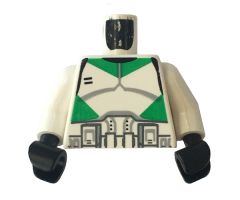 Torso SW Armor Clone Trooper with Green Stripes Pattern / White Arms / Black Hands