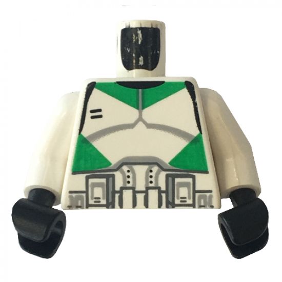 Torso SW Armor Clone Trooper with Green Stripes Pattern / White Arms / Black Hands