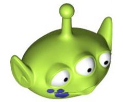 Minifigure, Head, Modified Alien with Antenna and Three Eyes, Purple Spill on Right Cheek Pattern
