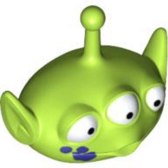 Minifigure, Head, Modified Alien with Antenna and Three Eyes, Purple Spill on Right Cheek Pattern