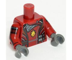 Torso Jacket with Dark Bluish Gray Collar, Silver Side Clasps and Gold Badge Pattern (Rocket) / Dark Red Arms Printed / Dark Bluish Gray Hands