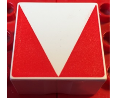 Duplo, Tile 2 x 2 x 1 with Shape Red Inverse Isosceles Triangle Pattern