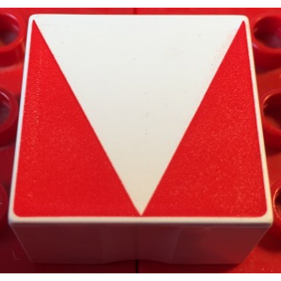 Duplo, Tile 2 x 2 x 1 with Shape Red Inverse Isosceles Triangle Pattern