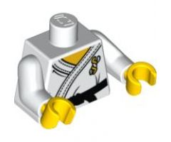 Torso Karate Uniform with Black Belt Pattern / White Arms / Yellow Hands