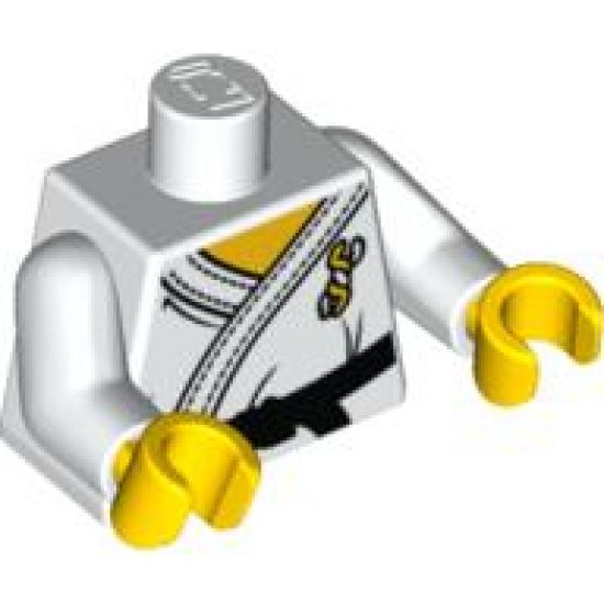 Torso Karate Uniform with Black Belt Pattern / White Arms / Yellow Hands