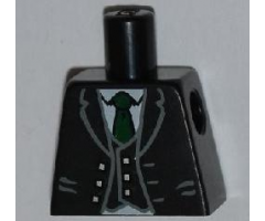 Torso Jacket and Vest with Buttons and White Shirt and Green Tie Pattern