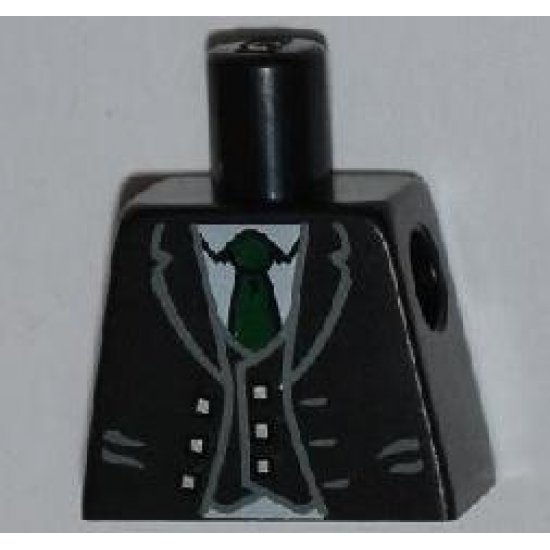 Torso Jacket and Vest with Buttons and White Shirt and Green Tie Pattern