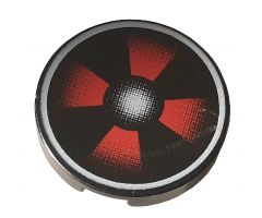 Tile, Round 2 x 2 with Red Fan Pattern