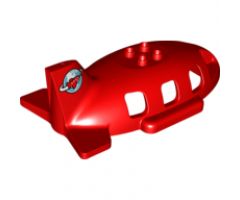 Duplo, Aircraft Airplane Midsize Fuselage Upper with Tail with Airplane Circling Globe Pattern