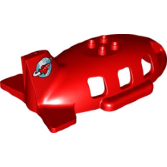 Duplo, Aircraft Airplane Midsize Fuselage Upper with Tail with Airplane Circling Globe Pattern