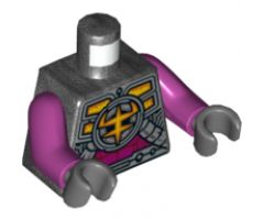 Torso Mechanical Armor, Ironclad Logo, Silver Plates, Tubes and Magenta Stomach Pattern / Magenta Arms / Dark Bluish Gray Hands