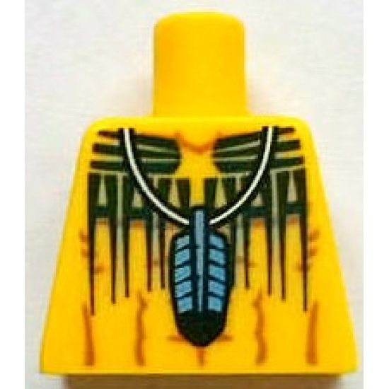 Torso Western Indians Blue Feather Pendant and Black Body Paint Pattern