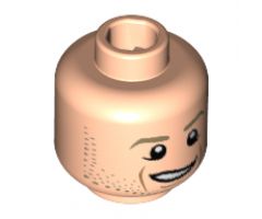 Minifigure, Head Dark Tan Eyebrows, Stubble, Chin Dimple, Cheek Lines, Open Smile Pattern (Marco Reus) - Hollow Stud