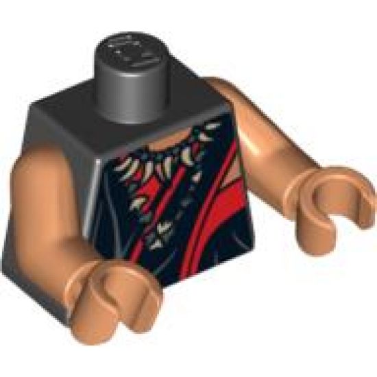 Torso Indiana Jones Robe with Red Trim and Ceremonial Necklace Pattern / Nougat Arms / Nougat Hands