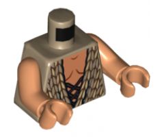 Torso LotR Vest with Woven Tan and Dark Tan Fabric and Dark Brown Laces Pattern / Nougat Arms / Nougat Hands