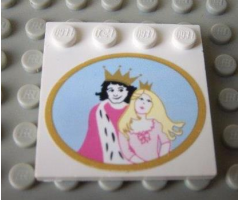 Tile, Modified 4 x 4 with Studs on Edge with Prince and Princess Pattern (Sticker) - Set 5963