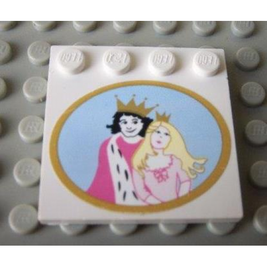 Tile, Modified 4 x 4 with Studs on Edge with Prince and Princess Pattern (Sticker) - Set 5963