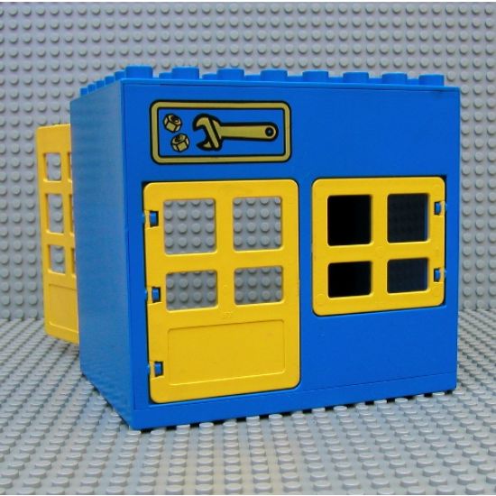 Duplo, Building 6 x 8 x 6 with Front Door and Window and Rear Double Door Openings with Wrench and Nuts Pattern