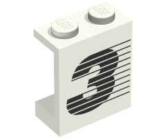 Panel 1 x 2 x 2 - Solid Studs with Black Number 3 and Lines Pattern