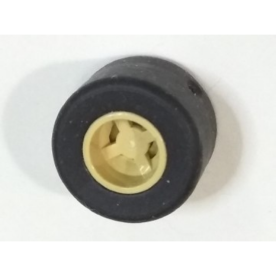 Wheel & Tire Assembly 8mm D. x 9mm (for Slicks), Hole Notched for Wheels Holder Pin with Black Tire Smooth Small Wide Slick (30027b / 30028)