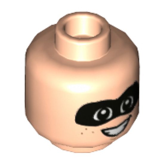 Minifigure, Head Dual Sided Child Black Mask, Closed Smile / Open Smile Pattern (Dash Parr) - Hollow Stud