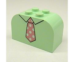 Slope, Curved 4 x 2 x 2 Double with Four Studs with Tie Pink Pattern