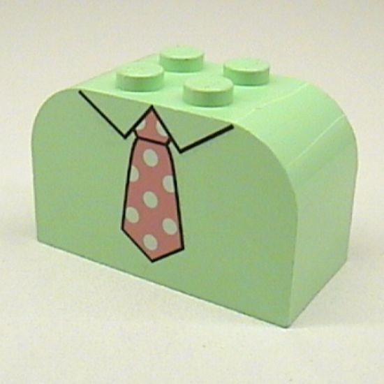Slope, Curved 4 x 2 x 2 Double with Four Studs with Tie Pink Pattern