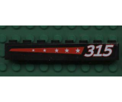 Brick 1 x 8 with 5 Stars on Red Stripe and '315' on Right Pattern (Sticker) - Set 6596