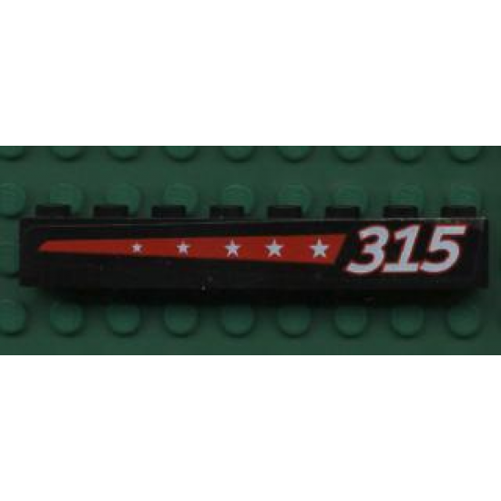 Brick 1 x 8 with 5 Stars on Red Stripe and '315' on Right Pattern (Sticker) - Set 6596