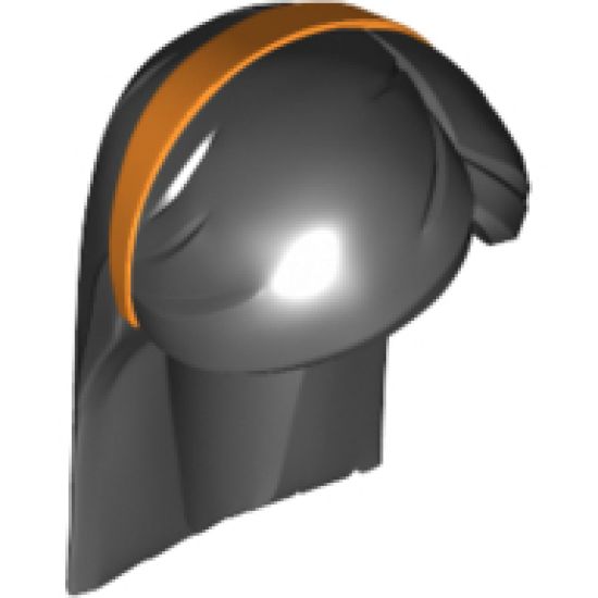 Minifigure, Hair Long Straight with Orange Headband Pattern
